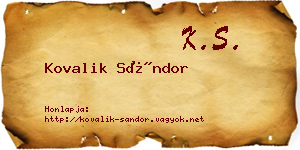 Kovalik Sándor névjegykártya